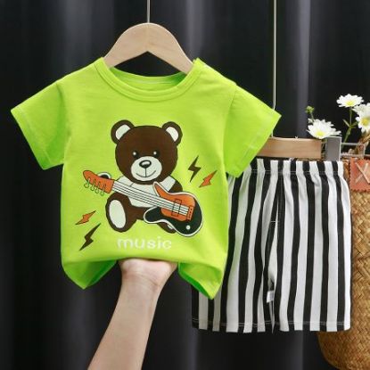 Picture of Children’s Pure Cotton Short-Sleeved Shorts Set with Cartoon Pattern