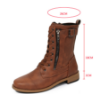 Picture of Women’s Boots – Round Toe Thick Heel Lace-Up Solid Color Low-Cut Martin Boots with Side Zipper