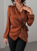 Picture of Women's Metallic Fabric Blouse with Side Tie & Puff Long Sleeves