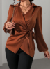 Picture of Metallic Fabric Blouse with Side Tie & Puff Long Sleeves