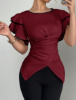 Picture of Women’s Blouse with Double-Layer Ruffle short Sleeves & Waist Tie