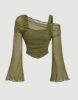 Picture of Women’s Off-Shoulder Mesh Top Trumpet long Sleeves
