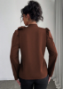 Picture of Women’s Elegant Solid Blouse with Bow Collar & Puff Sleeves