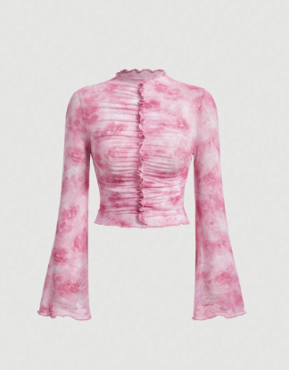 Picture of Women’s Blouse with Bell Sleeves & Floral Pattern