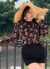 Picture of Women’s Floral Chiffon Transparent Blouse, Long Sleeves