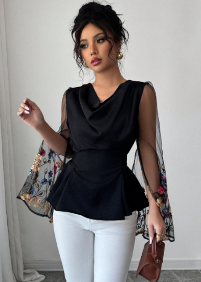 Picture of Women’s Elegant Patchwork long sleeves Blouse & Slim Fit