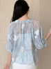 Picture of Women’s Transparent Bow Casual Loose short sleeves Blouse