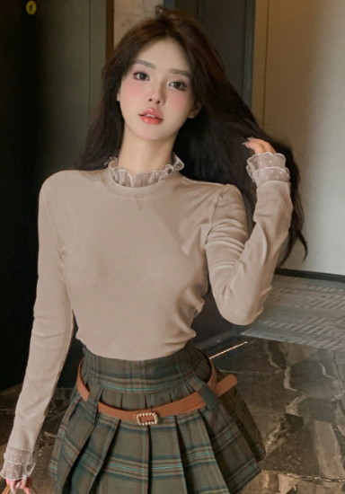 Picture of Women’s Long Sleeve Mesh Contrast T-Shirt – Going Out Style