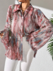 Picture of Women’s Casual Blouse with Random Print & Flared Sleeves – Spring/Autumn