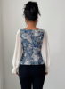 Picture of Women’s Blue Jacquard Blouse with Transparent Sleeves, Square Neckline & Slim Waist Fit