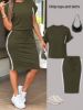 Picture of Summer Fashion Women’s Two‑Piece Set – Simple T‑Shirt with Casual Slim Fit Hip Skirt