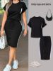 Picture of Summer Fashion Women’s Two‑Piece Set – Simple T‑Shirt with Casual Slim Fit Hip Skirt