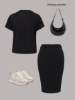 Picture of Summer Fashion Women’s Two‑Piece Set – Simple T‑Shirt with Casual Slim Fit Hip Skirt