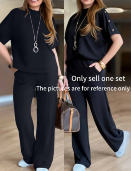 Picture of Women’s Solid Color Casual Loose Two‑Piece Set