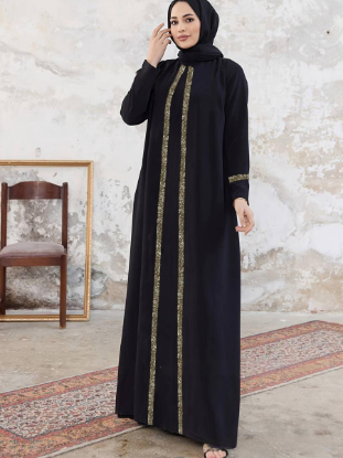 Picture of Sparkling Patchwork Elegant Long-Sleeved Premium Solid Color Versatile Cardigan Robe