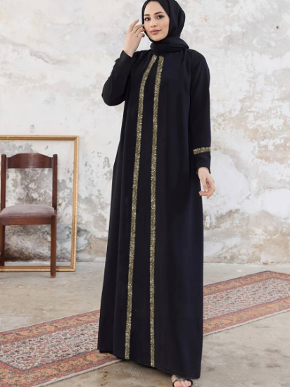 Picture of Sparkling Patchwork Elegant Long-Sleeved Premium Solid Color Versatile Cardigan Robe