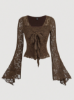 Picture of Women’s Romantic Blouse with Front Tie & Elegant Long Sleeves