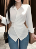 Picture of Women’s Solid Wrap Blouse with Long Sleeves