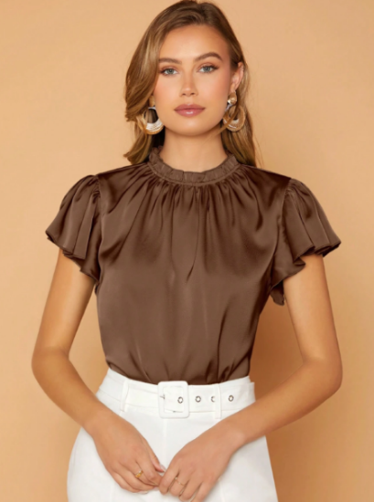 Picture of Women’s High Neck Top with Butterfly Sleeves