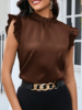 Picture of Women’s Solid Casual Top with Ruffle Trim & Short Sleeves