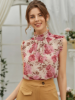 Picture of Women’s Elegant Floral Blouse with Buttons & Short Sleeves