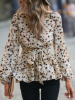 Picture of Women’s  Peplum Blouse with Belt & Long Lantern Sleeves