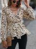 Picture of Women’s  Peplum Blouse with Belt & Long Lantern Sleeves