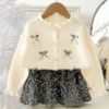 Picture of Spring & Autumn Girls’ Sweater Set – Korean Style Knitted Cardigan with Shining Princess Skirt