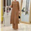 Picture of Women’s Two‑Piece Set – Elegant Solid Color Irregular Long Shirt Top with Wide‑Leg Pants