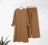 Picture of Women’s Two‑Piece Set – Elegant Solid Color Irregular Long Shirt Top with Wide‑Leg Pants