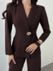 Picture of women’s Elegant Blazer Jacket with Ruched Waist & Long Sleeves