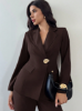Picture of women’s Elegant Blazer Jacket with Ruched Waist & Long Sleeves