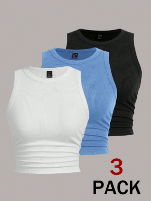 Picture of Women’s Slim Fit Knitted Tank Top – Multicolor, Sleeveless 3pack