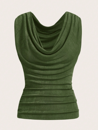 Picture of Women’s Slim Fit Solid Tank Top with Ruffle Detail, Sleeveless
