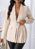 Picture of Women’s Elegant Blazer with Shawl Collar, Slim Waist, Button Details & Pleated Design, Long Sleeves