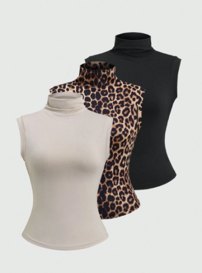 Picture of Women’s Summer Slim Fit Sleeveless  with Collar & Graphic Print 3 pcs. set