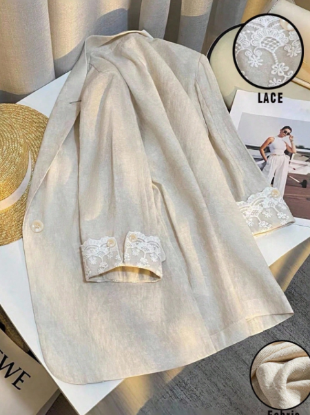 Picture of Women’s Lightweight Blazer with Lace Panel Design & Long Sleeves