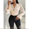 Picture of Women’s Cowl Neck Bodysuit with Ruffled Long Sleeves