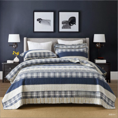 Picture of Bedding Three-Piece Set – Double-Sided Pure Cotton Quilted Printed Comforter with High-End Plain Cotton Bed Sheet