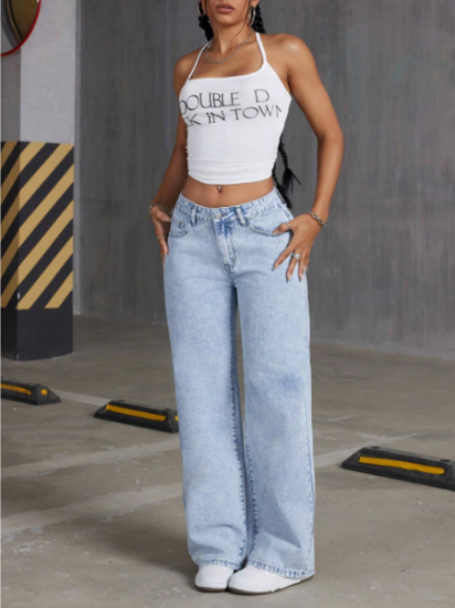 Picture of Autumn Women’s Casual Loose Straight-Leg Wide-Leg Denim Pants