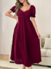 Picture of Women’s Polka Dot Jacquard Long  Nightdress – Square Neck, Puff short Sleeves