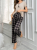Picture of Women’s Stylish Pajama Set – Short Sleeve T-Shirt & Long Pants (checkered)