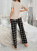 Picture of Women’s Pajama Set – Short Sleeve T-Shirt & Long plaid Pants