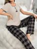 Picture of Women’s Stylish Pajama Set – Short Sleeve T-Shirt & Long Pants (checkered)