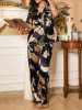 Picture of Women’s Floral Plant Print Pajama Set – Short Sleeve Top & Long Pants
