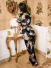 Picture of Women’s Floral Print Pajama Set – Satin Short Sleeve Top & Long Pants