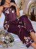 Picture of Women’s Satin Pajama Set – Floral Print,  spaghetti strap