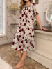 Picture of Women’s Nightdress – Floral Print with Ruffle Hem, short sleeves
