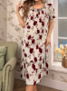 Picture of Women’s Nightdress – Floral Print with Ruffle Hem, short sleeves