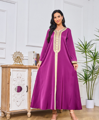 Picture of Ladies’ Embroidered Lace Purple Robe Dress
